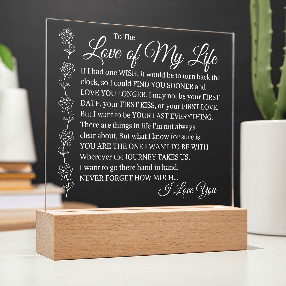 Romantic LED acrylic plaque perfect for wife husband or soulmate anniversary gift