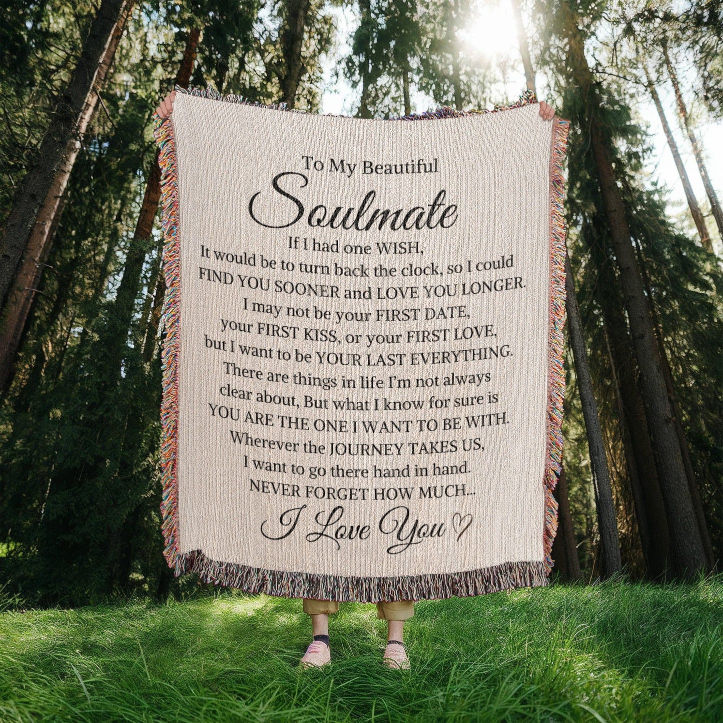 Soft sentimental blanket for wife featuring romantic Last Everything message, perfect birthday or anniversary gift.