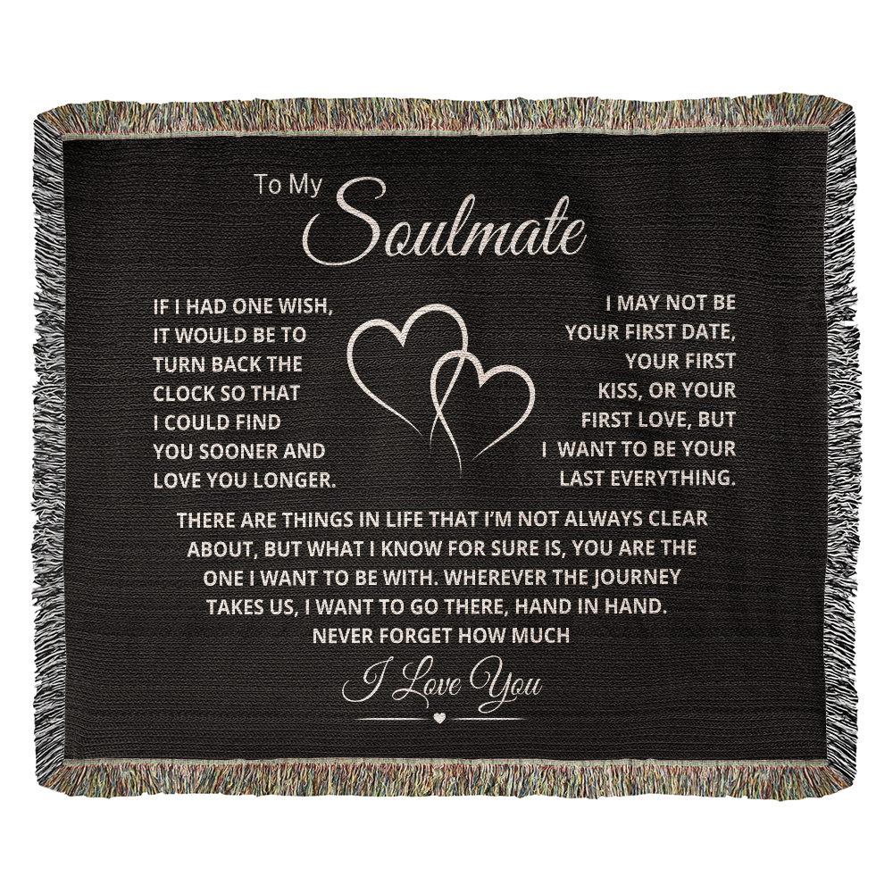 Black heirloom woven throw blanket, 50x60 inches, high-quality cozy gift for home or special occasions.
