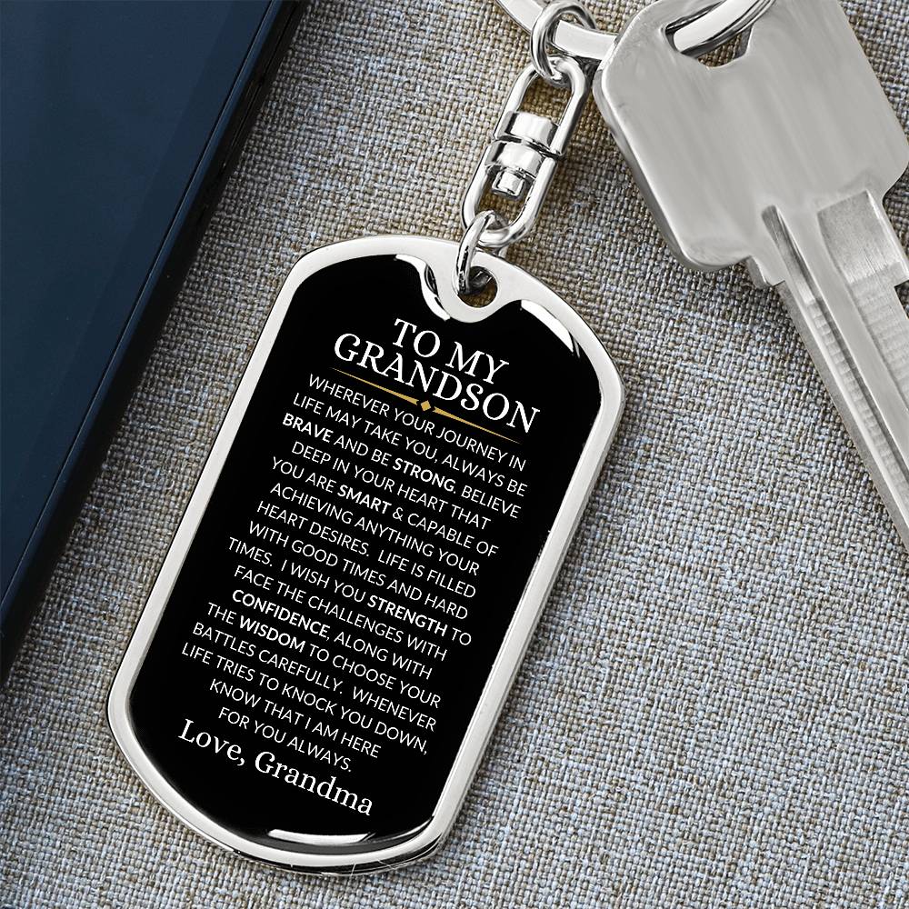 Grandson Love Grandma | Dog Tag Key Chain