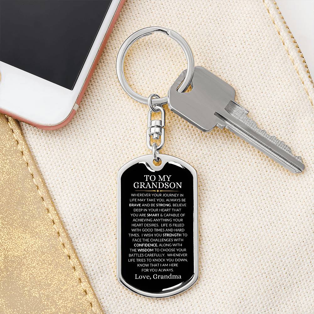 Grandson Love Grandma | Dog Tag Key Chain