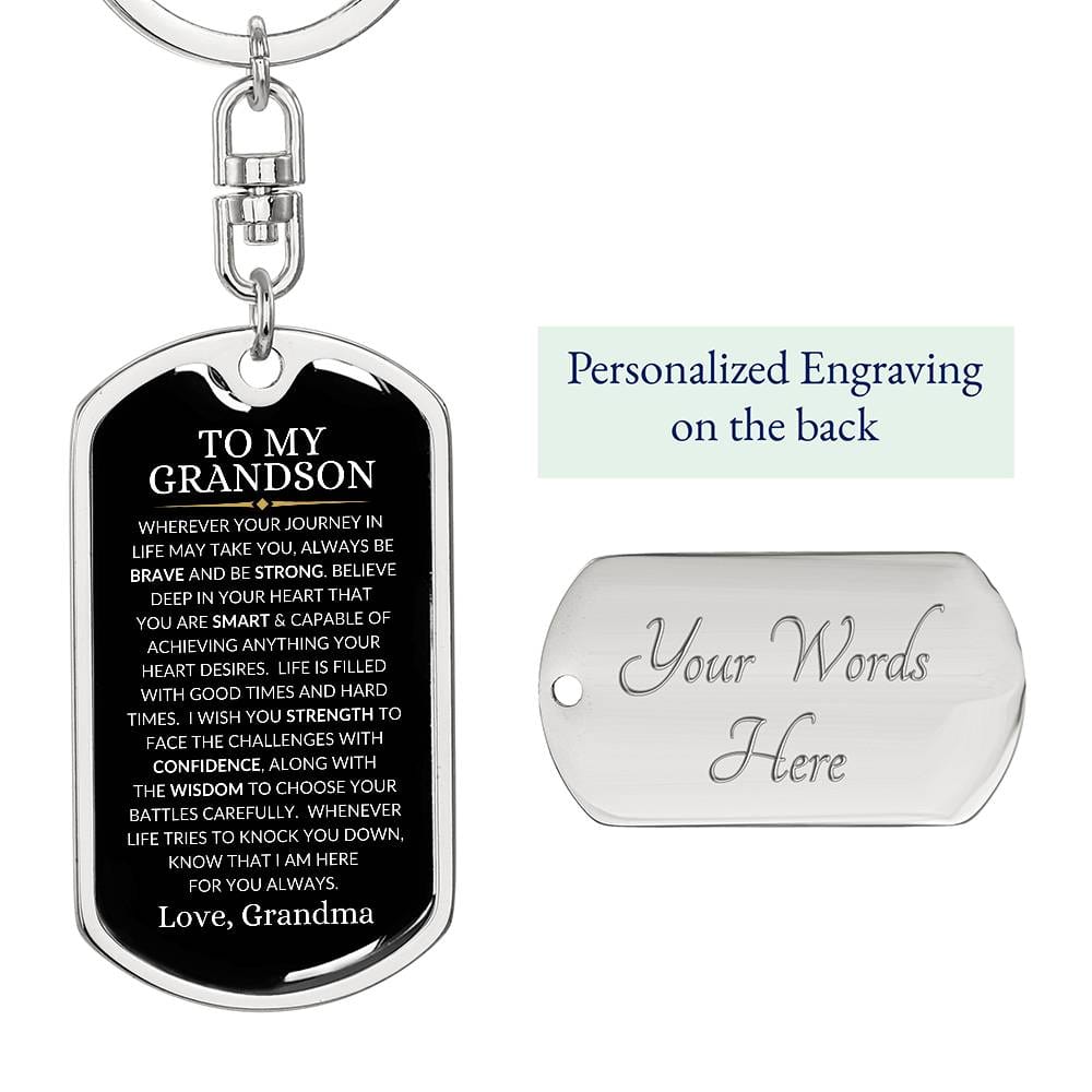Grandson Love Grandma | Dog Tag Key Chain
