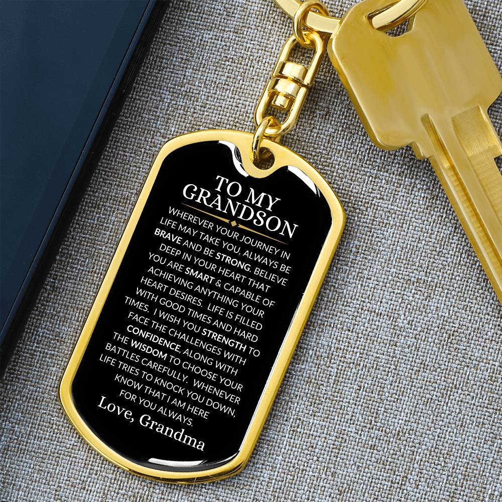 Grandson Love Grandma | Dog Tag Key Chain