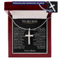 To My Son Love Mom | Personalized Cross Necklace - Luxury Box w/ LED Shoptopia Jewelry