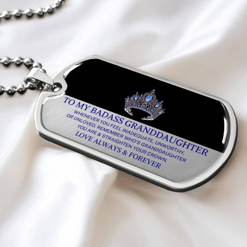 Granddaughter "Straighten Your Crown" | Military Necklace