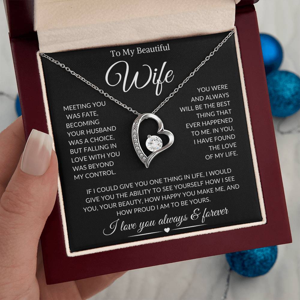 Wife "Meeting You Was Fate" | Forever Heart Necklace - Shoptopia Jewelry