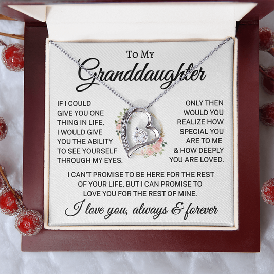 Gift for Granddaughter "How Deeply You Are Loved" | Flower Wreath | Forever Love Necklace