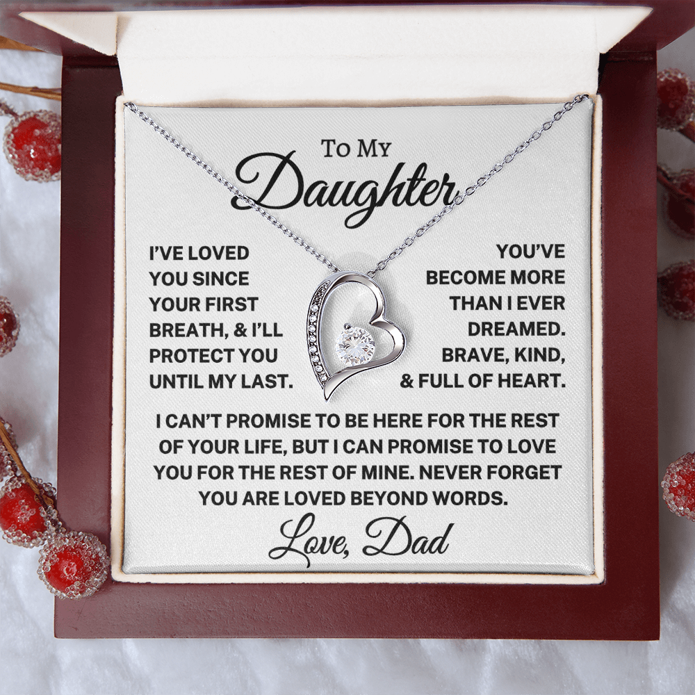 Gift for Daughter Love Dad "Loved Beyond Words" | Forever Love Necklace