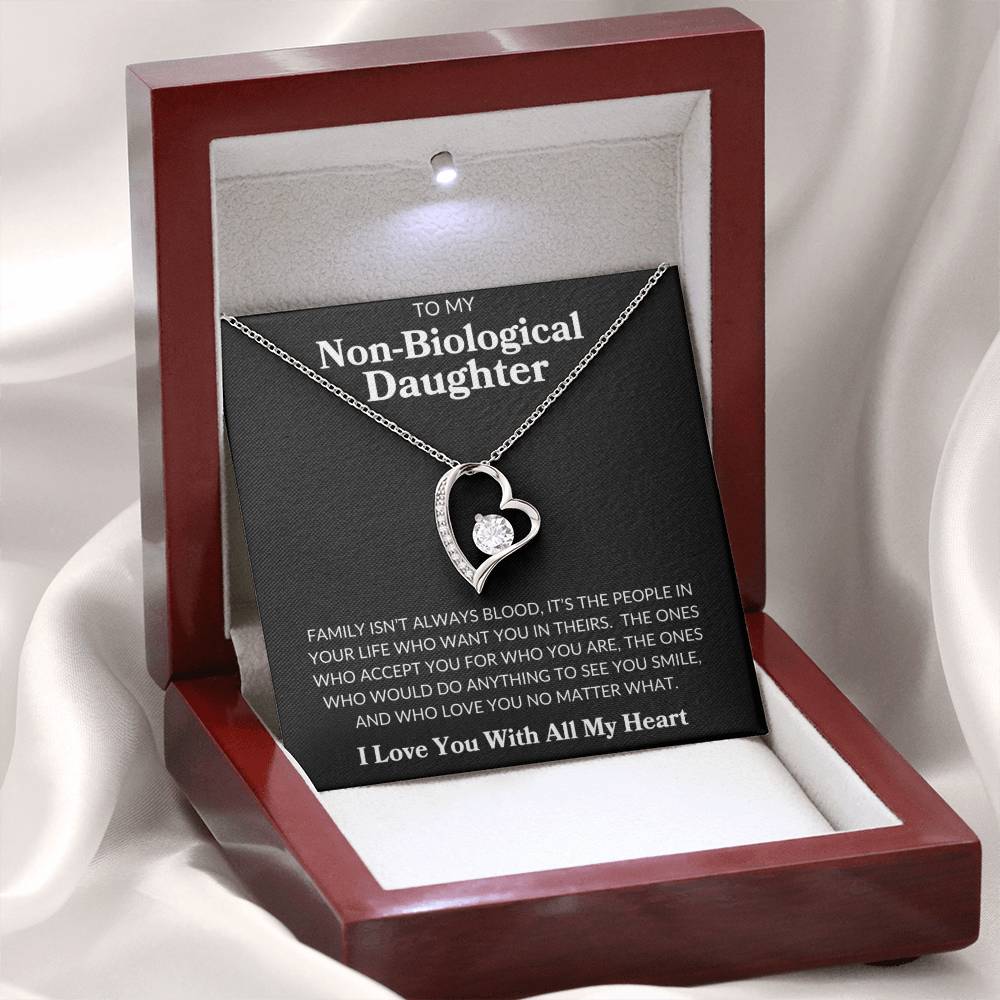To My Non Biological Daughter | Forever Love Necklace - 14k White Gold Finish / Luxury Box Shoptopia Jewelry