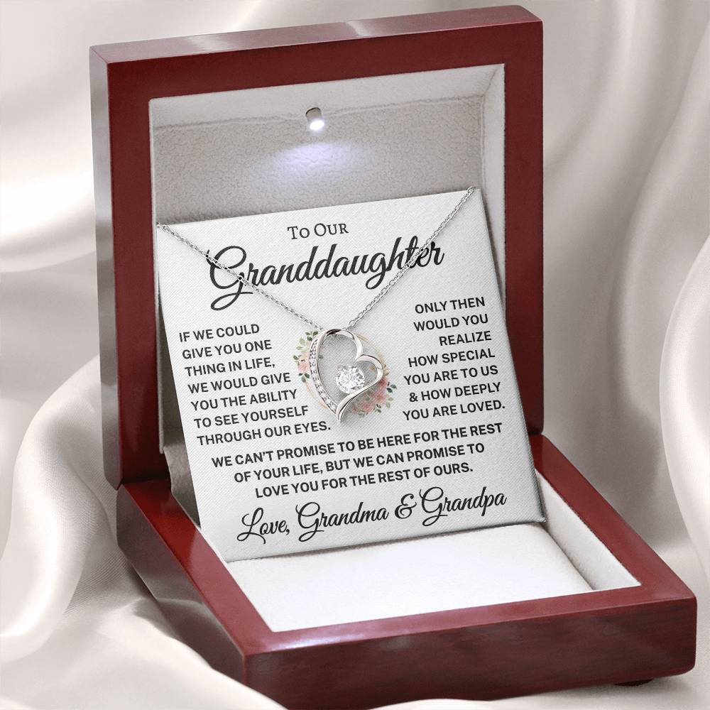 Gift for Granddaughter Love Grandma & Grandpa "How Deeply You Are Loved" | Flower Wreath | Forever Love Necklace