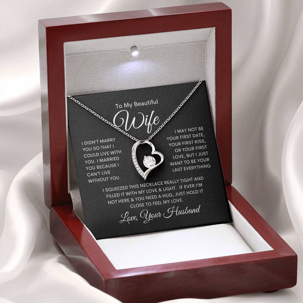 Wife "Last Everything" | Forever Love Necklace - 14k White Gold Finish / Luxury Box Shoptopia Jewelry