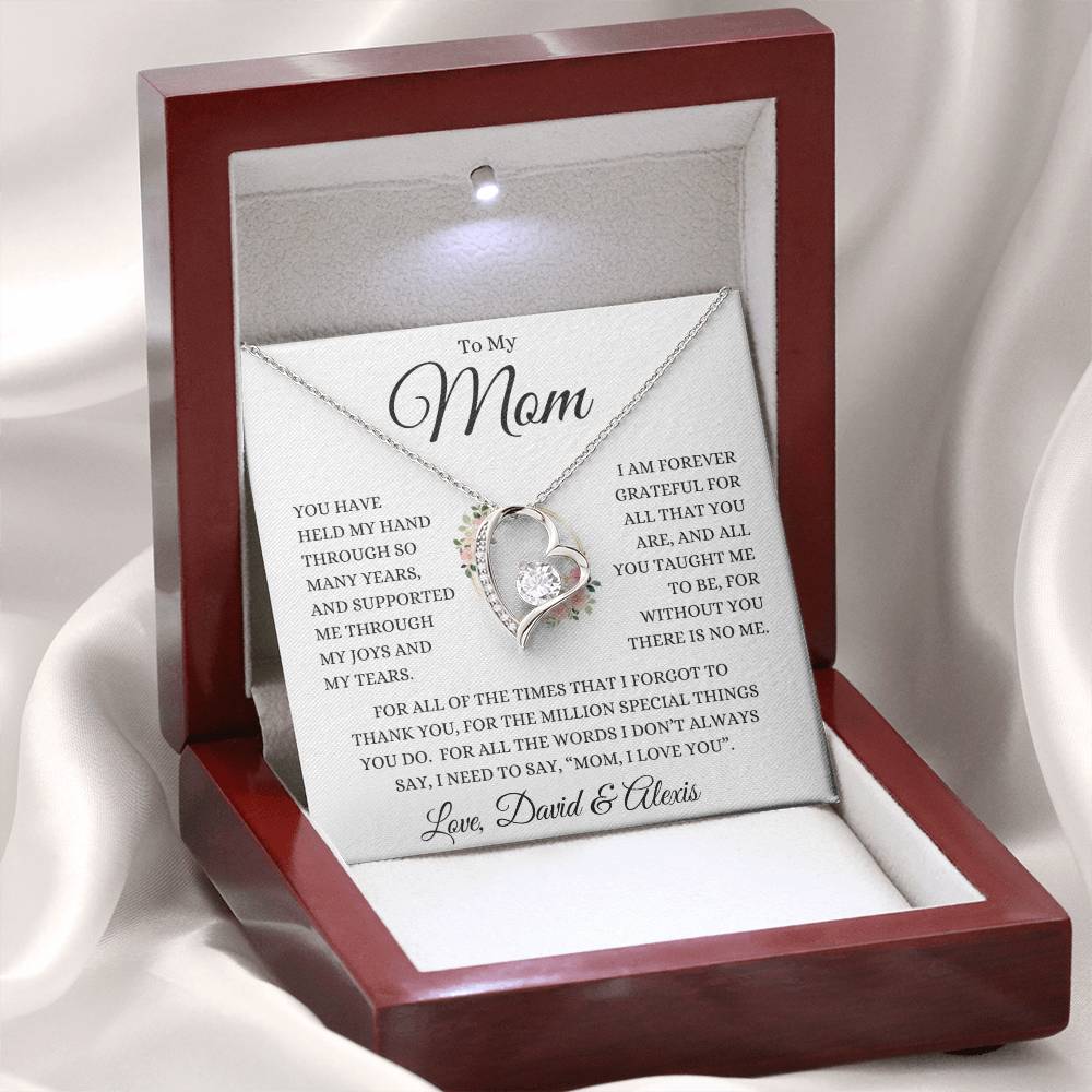 Mom Personalized Sign Off "Million Special Things" | Love Knot Necklace - 14k White Gold Finish / Luxury Box Shoptopia Jewelry