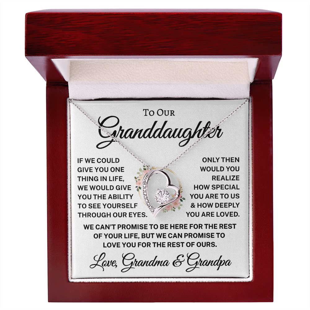 Gift for Granddaughter Love Grandma & Grandpa "How Deeply You Are Loved" | Flower Wreath | Forever Love Necklace