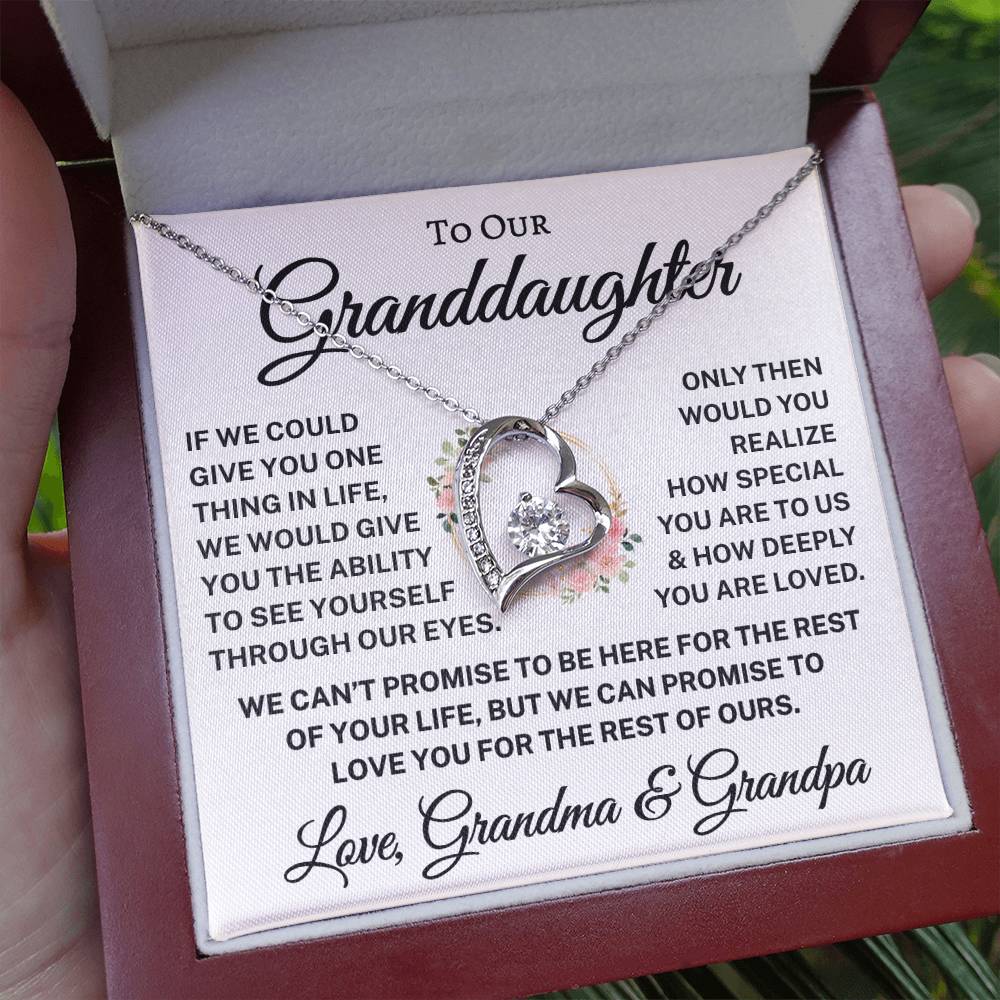 Gift for Granddaughter Love Grandma & Grandpa "How Deeply You Are Loved" | Flower Wreath | Forever Love Necklace