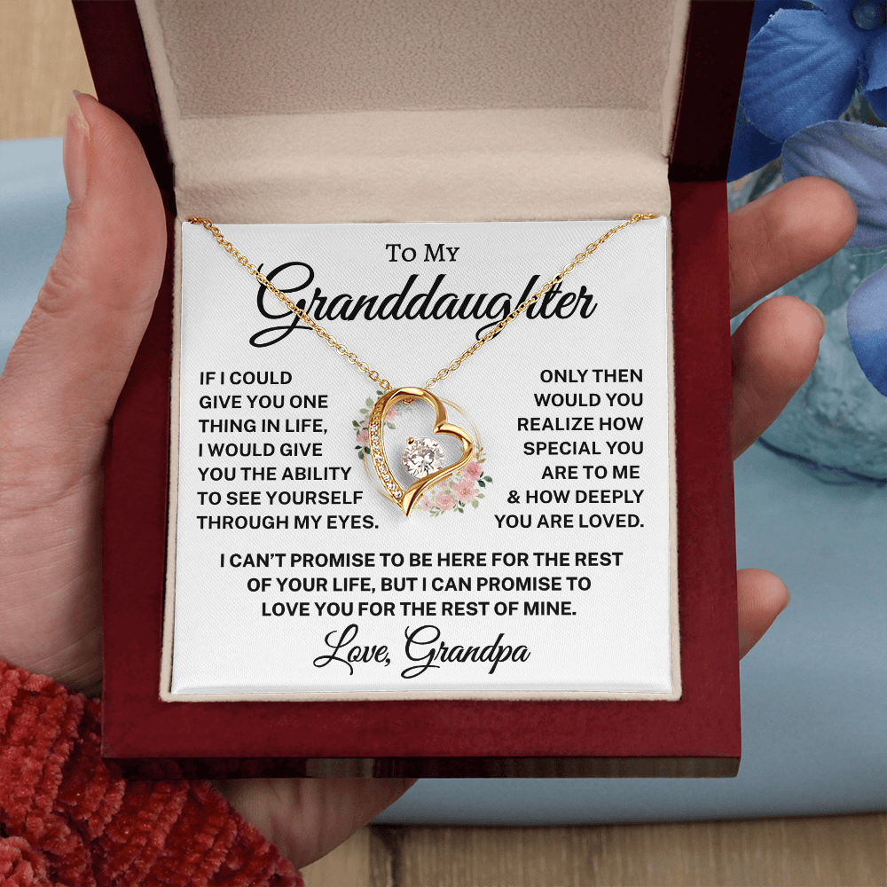 Gift for Granddaughter Love Grandpa "How Deeply You Are Loved" | Flower Wreath | Forever Love Necklace