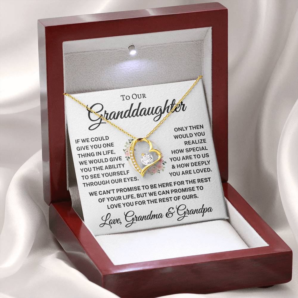 Gift for Granddaughter Love Grandma & Grandpa "How Deeply You Are Loved" | Flower Wreath | Forever Love Necklace