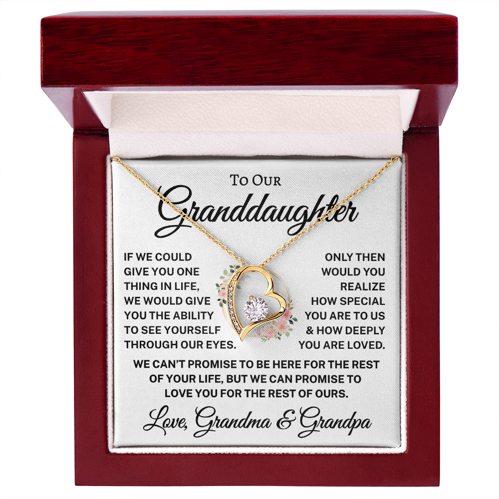 Gift for Granddaughter Love Grandma & Grandpa "How Deeply You Are Loved" | Flower Wreath | Forever Love Necklace