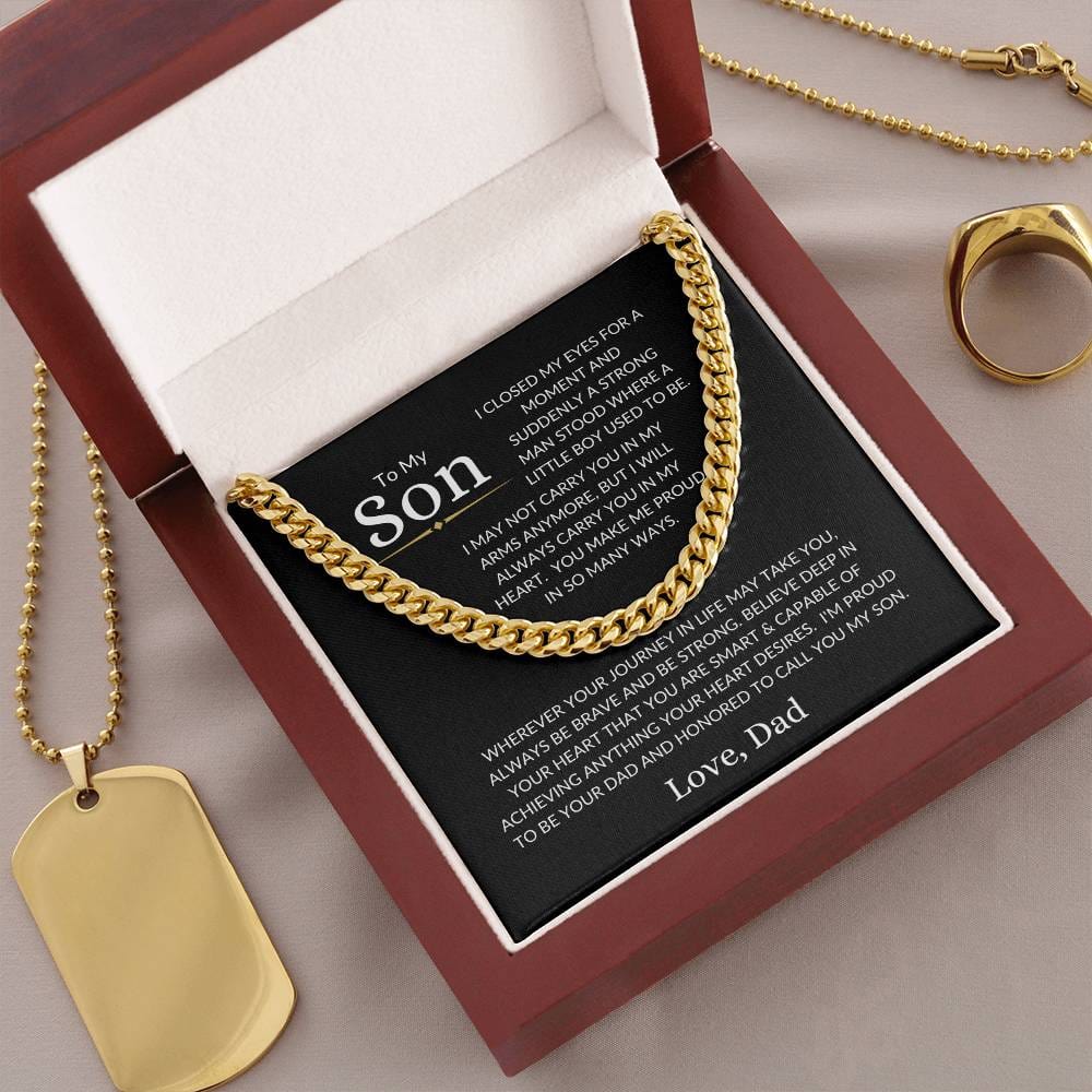 Gift For Son Love Dad "A Strong Man" | Cuban Link Chain