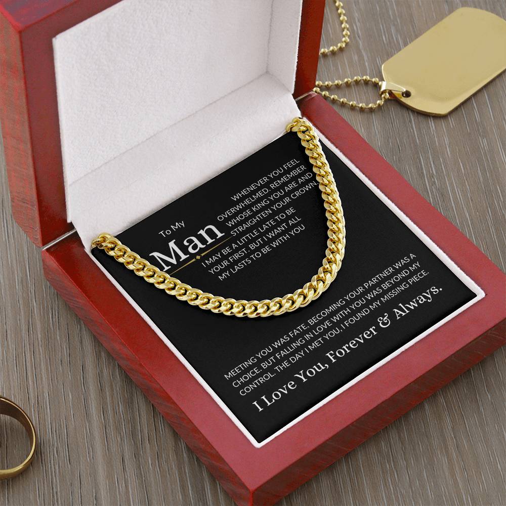 To My Man | Cuban Link Necklace - 14K Yellow Gold Finish / Luxury Box Shoptopia Jewelry