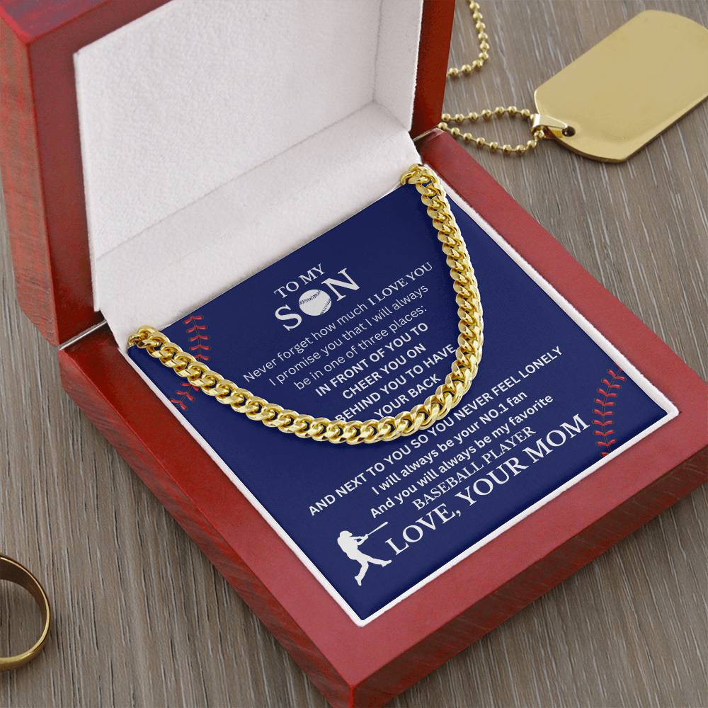 Son Love Mom "My Favorite Baseball Player" | Cuban Link Chain