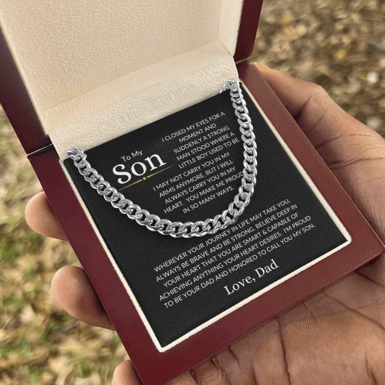 Gift For Son Love Dad "A Strong Man" | Cuban Link Chain