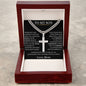 To My Son Love Mom | Cuban Chain with Cross | Personalization - Shoptopia Jewelry