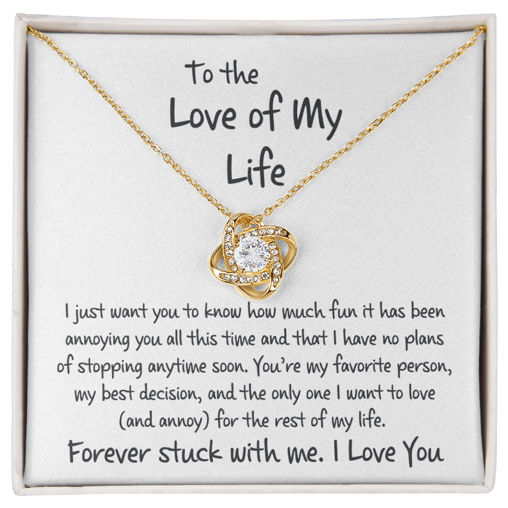 To The Love of My Life "No Plans of Stopping" | Love Knot Necklace