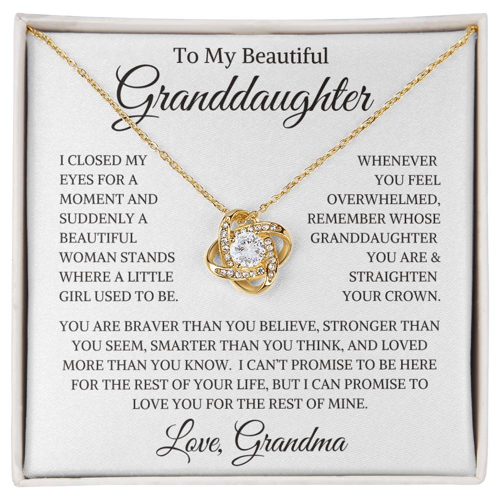 Granddaughter Love Grandma "Straighten Your Crown" | Love Knot Necklace