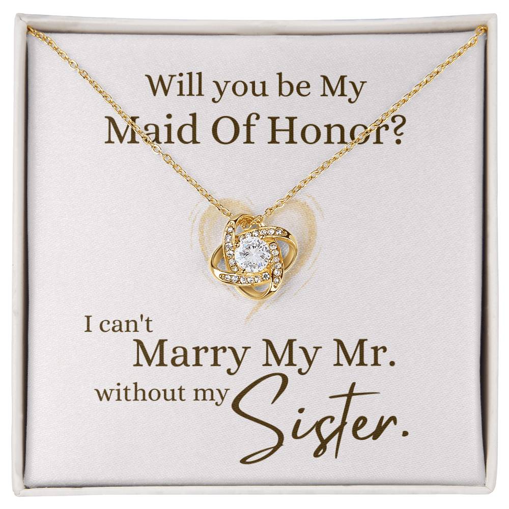 Maid of Honor "Marry My Mr" | Love Knot Necklace - 18K Yellow Gold Finish / Standard Box Shoptopia Jewelry