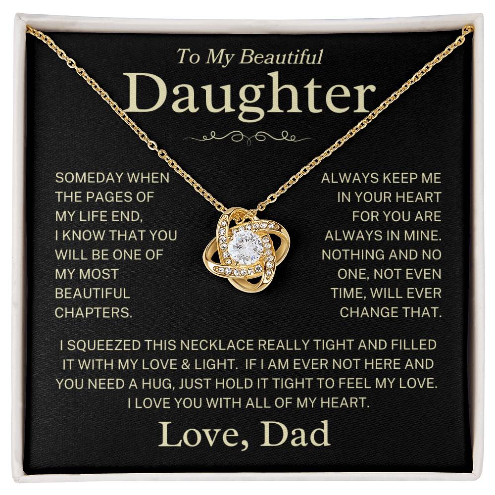 Daughter Love Dad "Beautiful Chapters" Gold | Love Knot Necklace