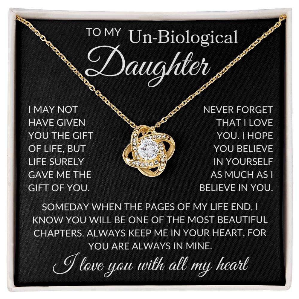 Daughter Un/Non Biological "Gift of You" | Love Knot Necklace - 18K Yellow Gold Finish / Standard Black & White Box Shoptopia Jewelry