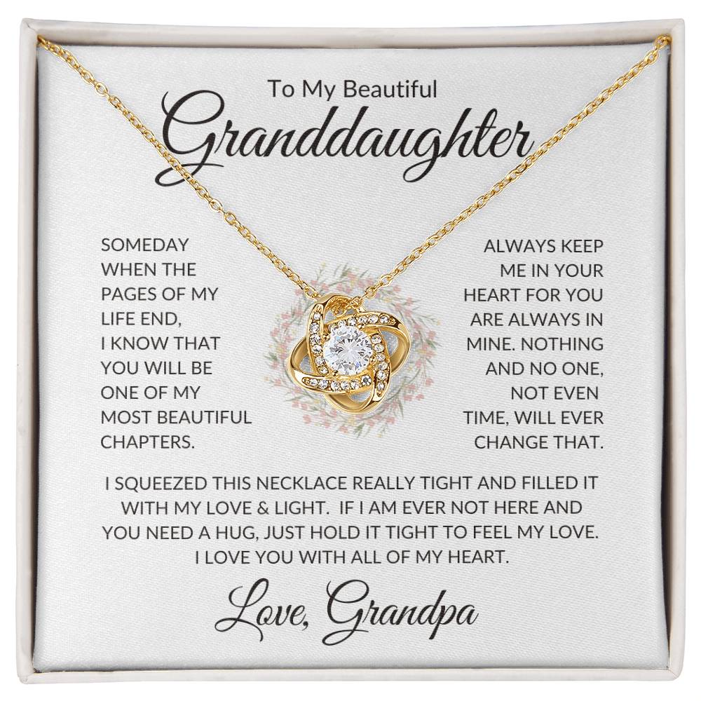 Granddaughter Love Grandpa "Most Beautiful Chapters" | Love Knot Necklace