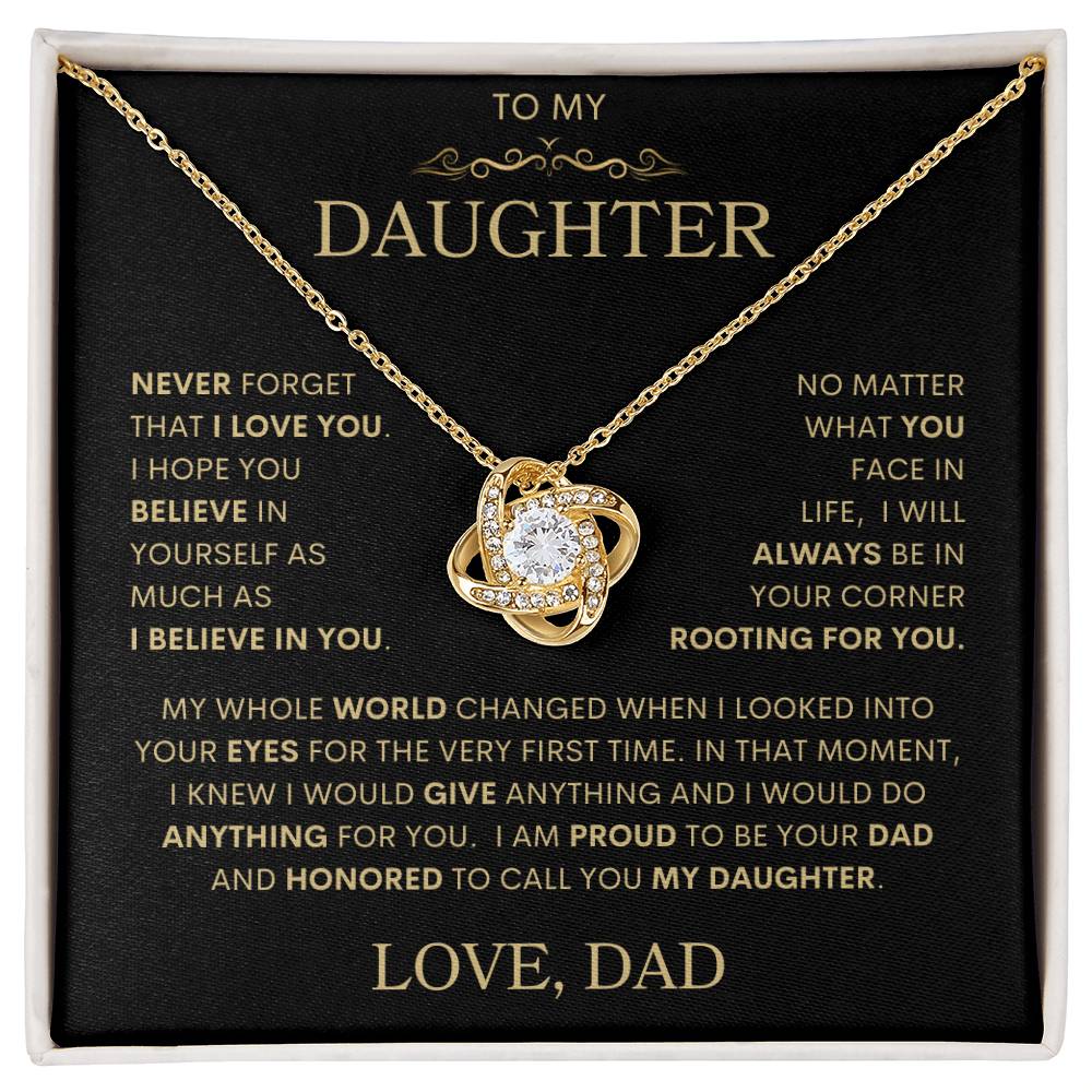 Daughter Love Dad "My Whole World Changed" Gold | Love Knot Necklace