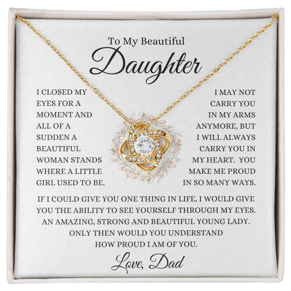 Daughter Love Dad "How Proud I Am" | Love Knot Necklace