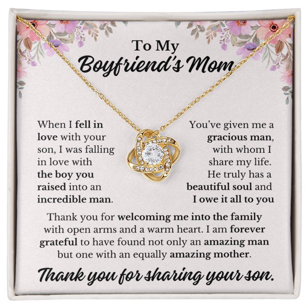 Boyfriend's Mom "Owe it all to you" | Love Knot Necklace - 18K Yellow Gold Finish / Standard Box Shoptopia Jewelry