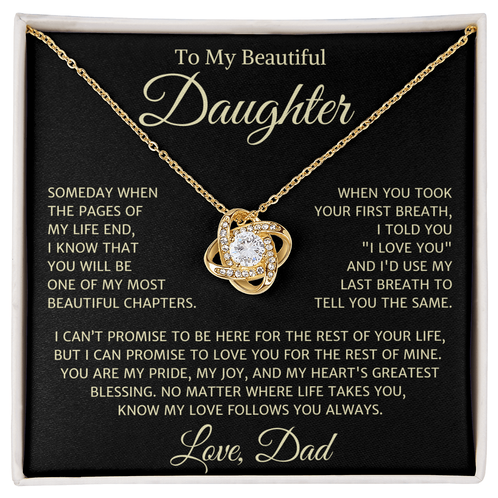 Daughter Love Dad "Your First Breath" Gold | Love Knot Necklace