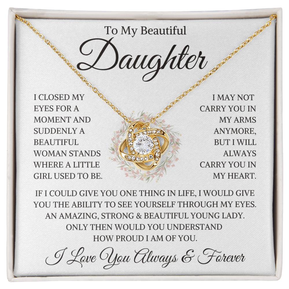Daughter "How Proud I Am" | Love Knot Necklace