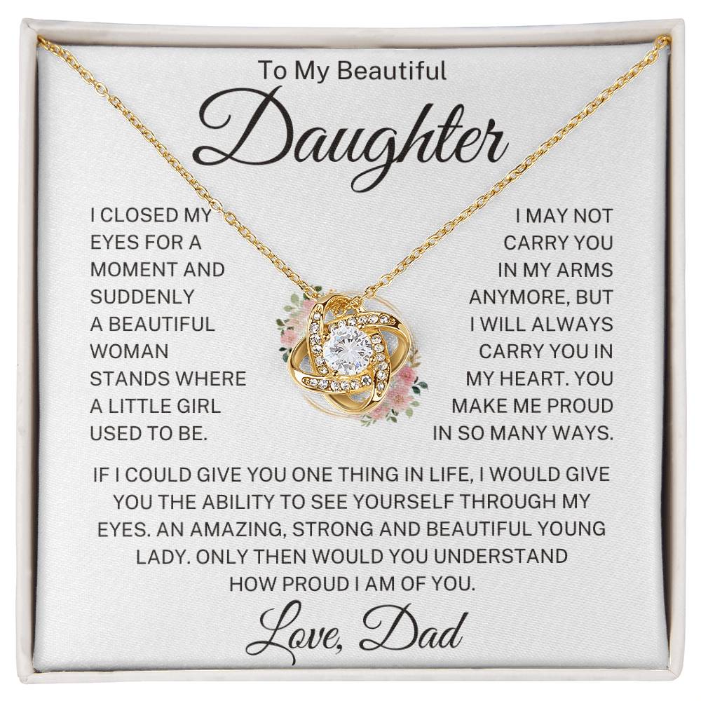 Daughter Love Dad "How Proud I Am" | Love Knot Necklace