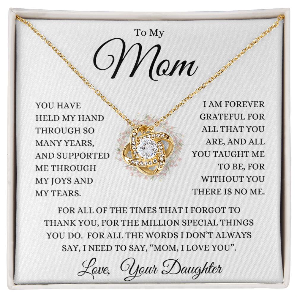 Mom From Daughter "Million Special Things" | Love Knot Necklace - 18K Yellow Gold Finish / Standard Box Shoptopia Jewelry