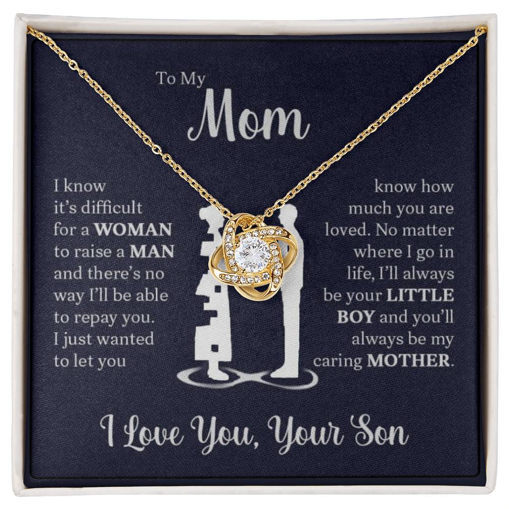 Mom / Son "Always Be Your LIttle Boy" | Love Knot Necklace - 18K Yellow Gold Finish / Standard Box Shoptopia Jewelry