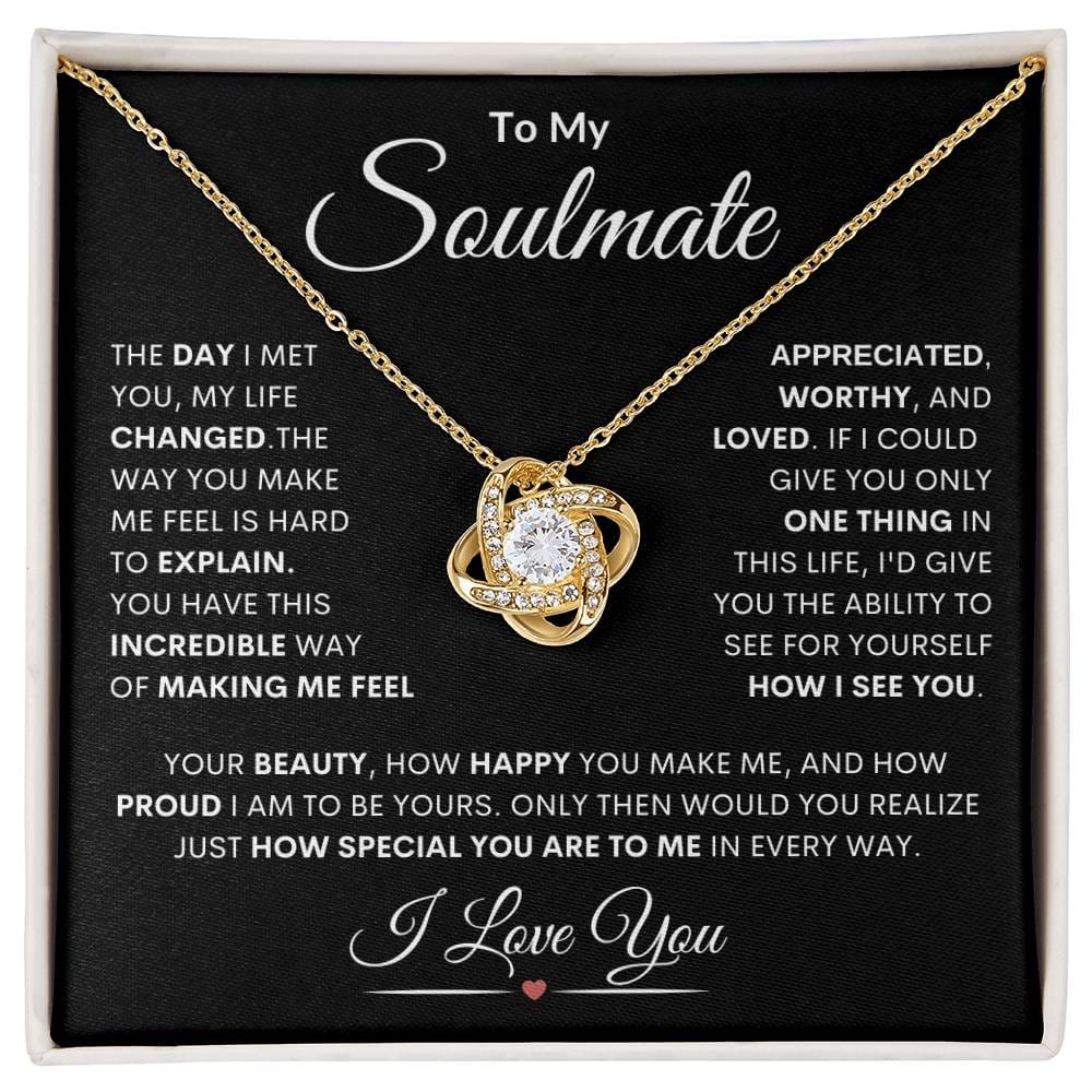 Soulmate "Make Me Feel" | Love Knot Necklace - 18K Yellow Gold Finish / Standard Black & White Box Shoptopia Jewelry