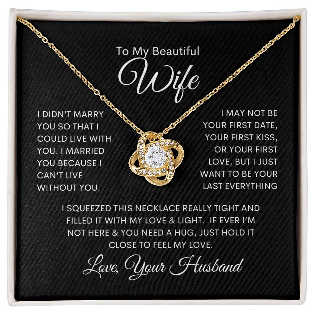 To My Beautiful Wife | Love Knot Necklace - 18K Yellow Gold Finish / Standard Box Shoptopia Jewelry