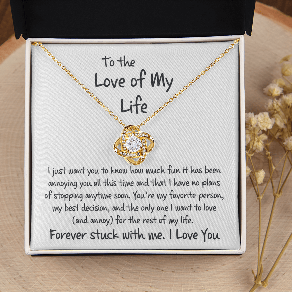 To The Love of My Life "No Plans of Stopping" | Love Knot Necklace