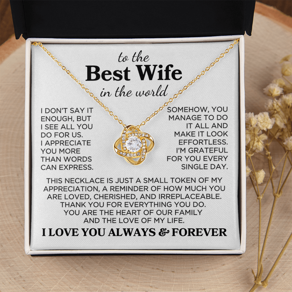 Wife "Best Wife In The World" | Love Knot Necklace