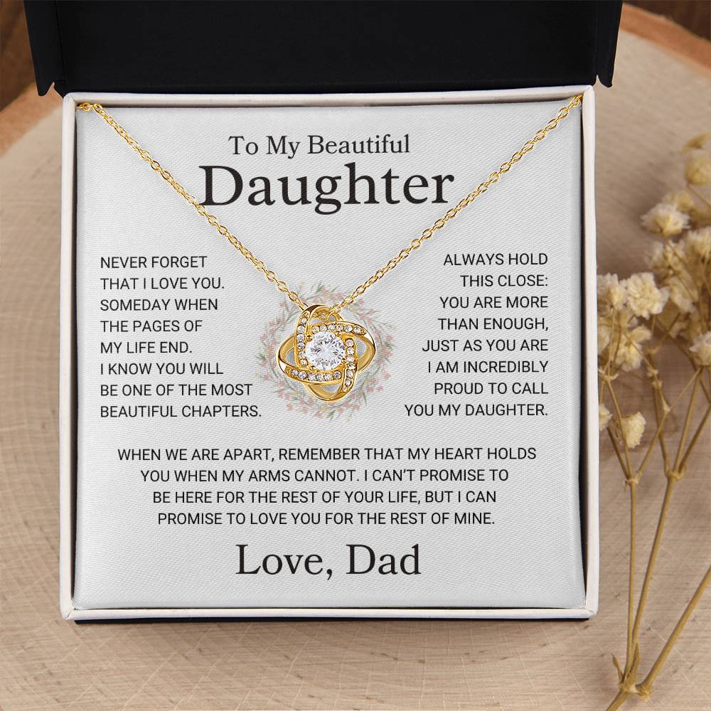 Daughter Love Dad "Just As You Are" | Love Knot Necklace