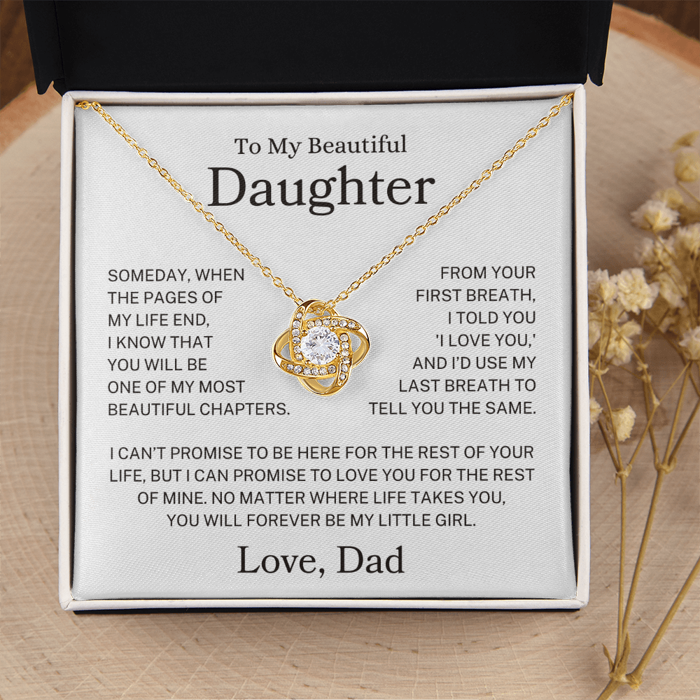 Daughter Love Dad "Forever My Little Girl" | Love Knot Necklace