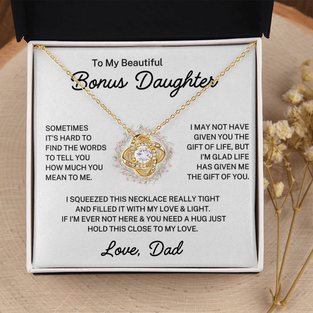 Bonus Daughter Love Dad "Hold This Close" | Love Knot Necklace