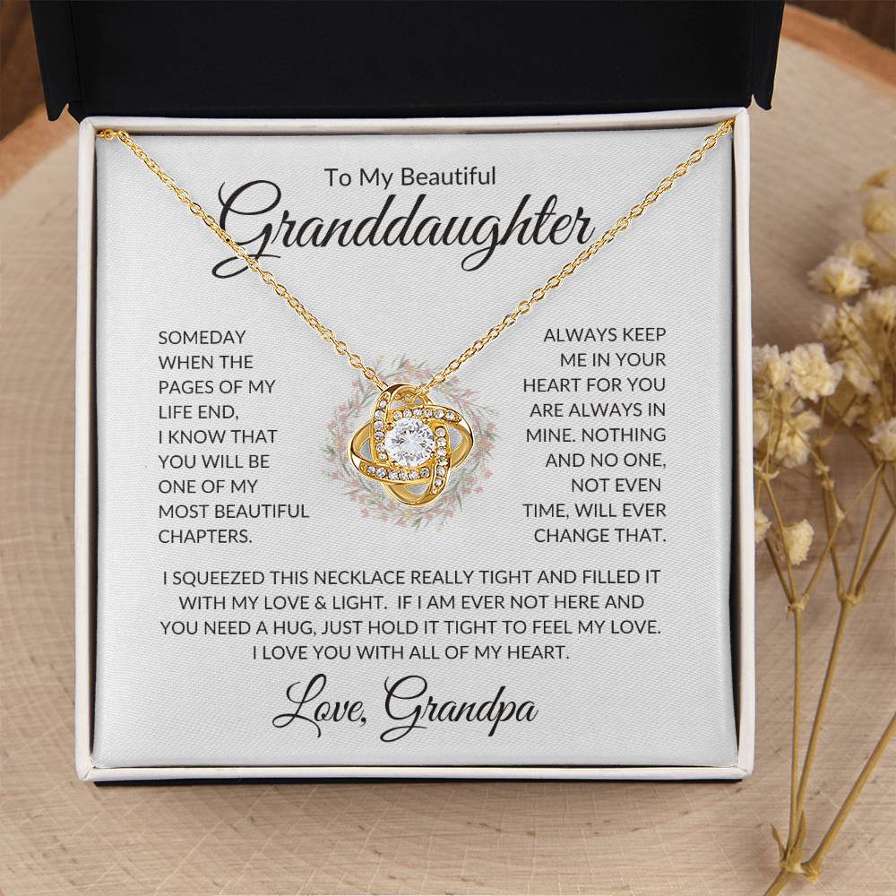 Granddaughter Love Grandpa "Most Beautiful Chapters" | Love Knot Necklace