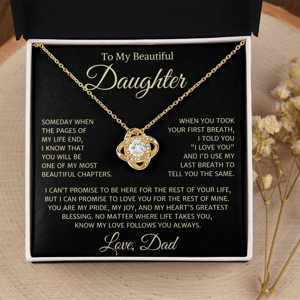 Daughter Love Dad "Your First Breath" Gold | Love Knot Necklace