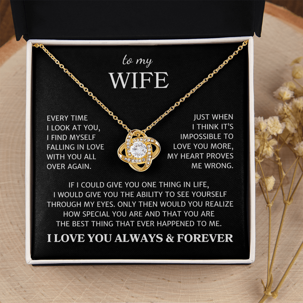 Wife "Love You More" | Love Knot Necklace